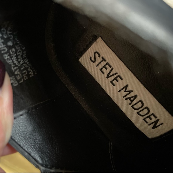 Steve Madden cowboy black leather unique heel leather boots  size 6 - Picture 10 of 13